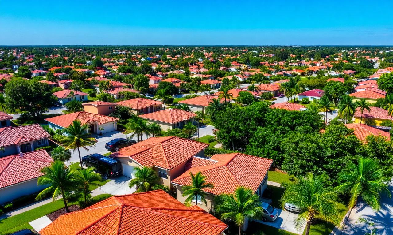 Aerial view of Hialeah, Florida residential neighborhood
