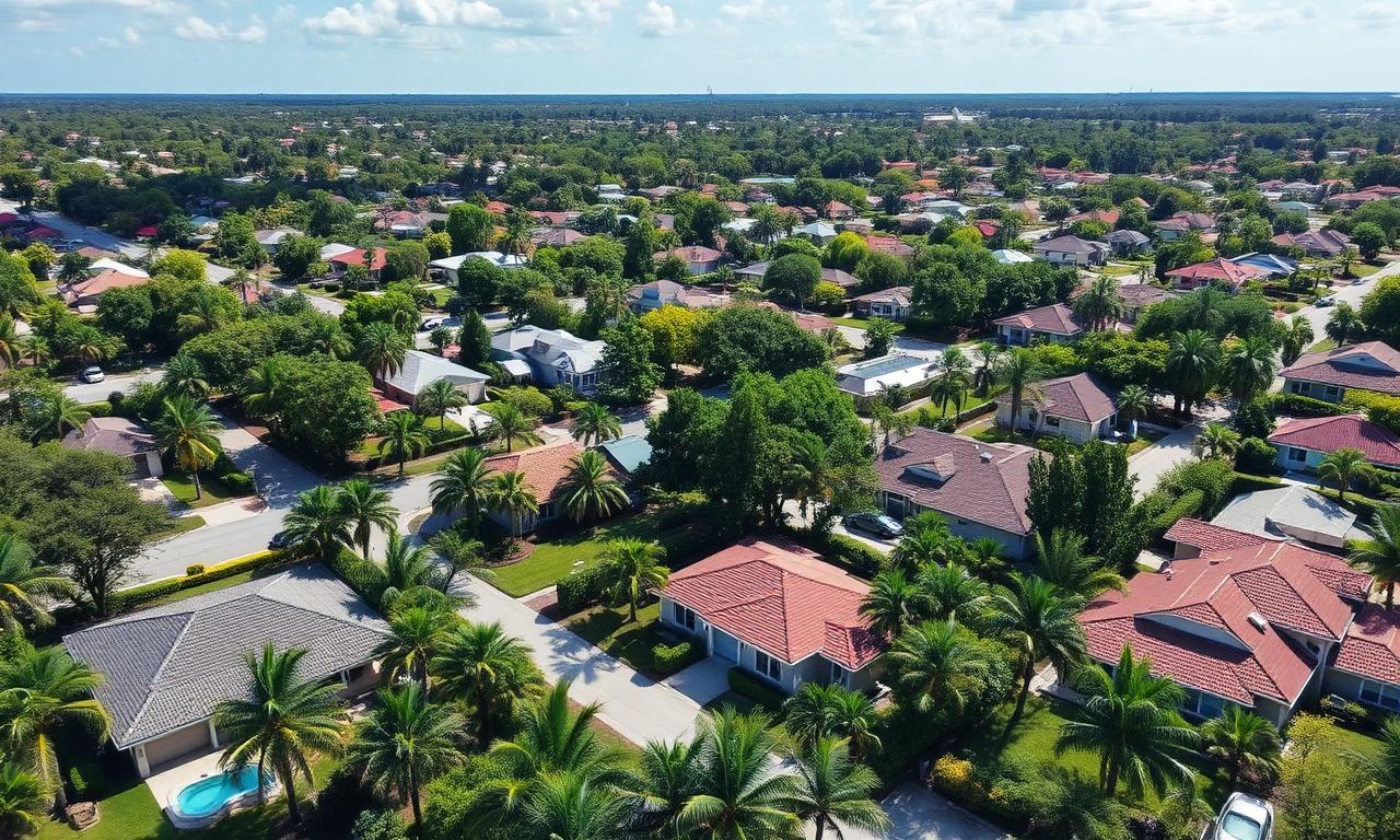 Aerial view of West Little River, Miami residential neighborhood